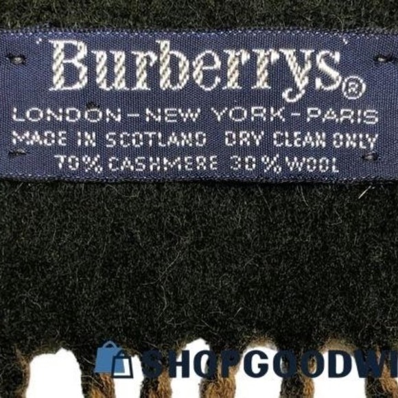 Burberry Ladies Reversible Green and Tan Cashmere/Wool Scarf One Size - Picture 6 of 6